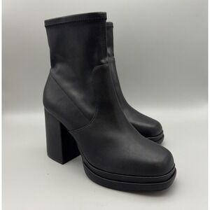 Steve Madden Boots Womens Size 8 Black CHEVYY Platform Ankle Block Heel Booties